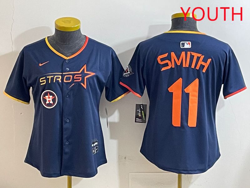 Youth Houston Astros #11 Smith Blue three generations Joint Name Nike 2025 MLB Jersey style 1->youth mlb jersey->Youth Jersey